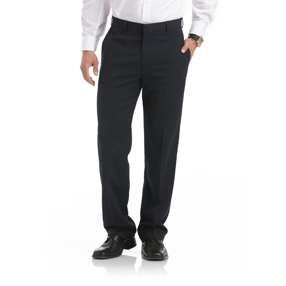 Covington Men's Flat-Front Dress Pants 40x30 Dark Grey